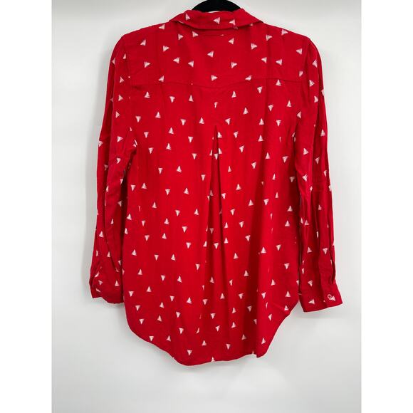 George Womens Red Button Up Shirt Collared Long Sleeve Top Size Small - Picture 11 of 11